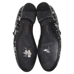 Pre Owned حذاء لوفرز دولتشي أند غابانا جلد أسود مطبوع جمجمة وعظام متعاكسة مقاس 41