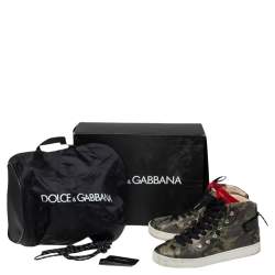 مملوكة مسبقًا Dolce & Gabbana Multicolor Camouflage Printed Leather High Top Sneakers Size 42