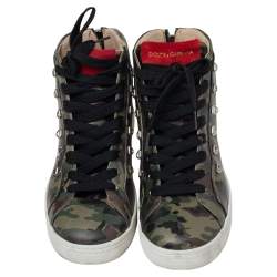 مملوكة مسبقًا Dolce & Gabbana Multicolor Camouflage Printed Leather High Top Sneakers Size 42