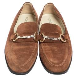 Dolce & Gabbana Brown Suede Bit Slip On Loafers Size 40.5