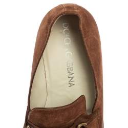 Dolce & Gabbana Brown Suede Bit Slip On Loafers Size 40.5