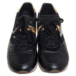 مملوكة مسبقًا حذاء رياضي دولتشي آند غابانا شبك وجلد أسود / ذهبي بعنق منخفض مقاس 45