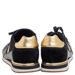 مملوكة مسبقًا حذاء رياضي دولتشي آند غابانا شبك وجلد أسود / ذهبي بعنق منخفض مقاس 45