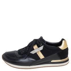 مملوكة مسبقًا حذاء رياضي دولتشي آند غابانا شبك وجلد أسود / ذهبي بعنق منخفض مقاس 45