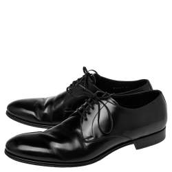 مملوكة مسبقًا Dolce & Gabbana Black Leather Lace Up Derby Size 45