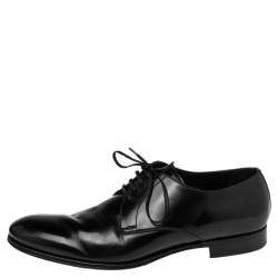 مملوكة مسبقًا Dolce & Gabbana Black Leather Lace Up Derby Size 45