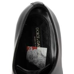 مملوكة مسبقًا Dolce & Gabbana Black Leather Lace Up Derby Size 45