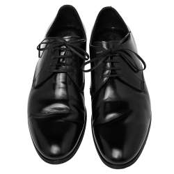 مملوكة مسبقًا Dolce & Gabbana Black Leather Lace Up Derby Size 45