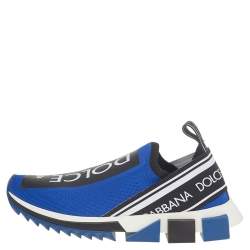 مملوكة مسبقًا Dolce & Gabbana Blue Knit Fabric Sorrento Slip On Sneakers Size 40