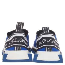 مملوكة مسبقًا Dolce & Gabbana Blue Knit Fabric Sorrento Slip On Sneakers Size 40