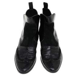 Dolce & Gabbana Black Alligator Embossed Leather, Leather And Suede Ankle Boots Size 43