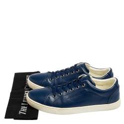 Pre Owned حذاء رياضي دولتشي & غابانا جلد أزرق بعنق منخفض مقاس 41