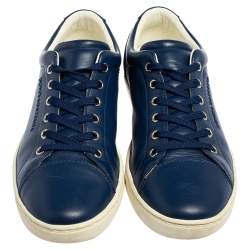 Pre Owned حذاء رياضي دولتشي & غابانا جلد أزرق بعنق منخفض مقاس 41