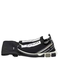 Pre Owned Dolce & Gabbana Black/White Knit Fabric Sorrento Slip On Sneakers Size 44