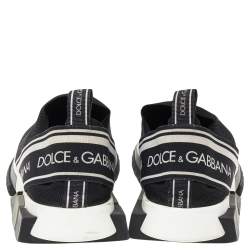 Pre Owned Dolce & Gabbana Black/White Knit Fabric Sorrento Slip On Sneakers Size 44