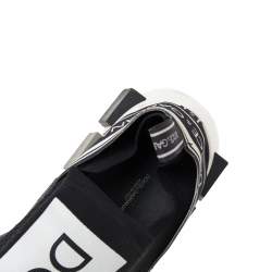 Pre Owned Dolce & Gabbana Black/White Knit Fabric Sorrento Slip On Sneakers Size 44