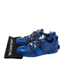 Pre Owned حذاء رياضي دولتشي أند غابانا رباط جلد لامع وجلد أزرق مقاس 43