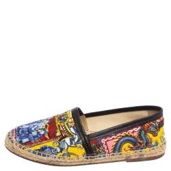 Pre Owned Dolce & Gabbana Multicolor Printed Canvas Slip On Espadrille Size 41