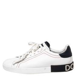 Pre Owned Dolce & Gabbana White Leather Portofino Lace-Up Sneakers Size 45