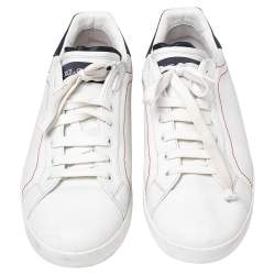 Pre Owned Dolce & Gabbana White Leather Portofino Lace-Up Sneakers Size 45