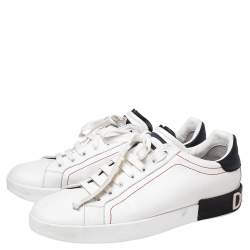 Pre Owned Dolce & Gabbana White Leather Portofino Lace-Up Sneakers Size 45