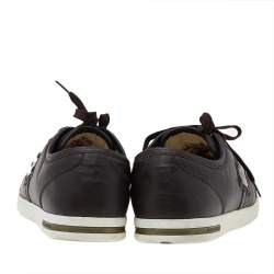 Pre Owned Dolce & Gabbana Dark Brown Leather Lace Up Low Top Sneakers Size 44