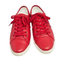 Pre Owned Dolce & Gabbana Red Leather Low Top Sneakers Size 42