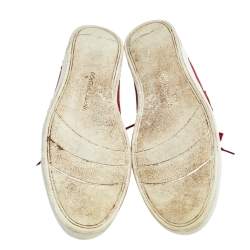 Pre Owned Dolce & Gabbana Red Leather Low Top Sneakers Size 42
