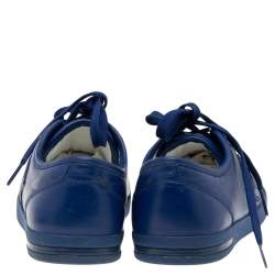 Dolce & Gabbana Blue Leather Logo Plaque Low Top Sneakers Size 39