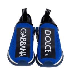 Pre Owned حذاء رياضي دولتشي أند غابانا سورينتو قماش أسود/أزرق سليب أون مقاس 45