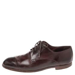 مملوكة مسبقًا Dolce & Gabbana Burgundy Leather Detail Derby Size 43