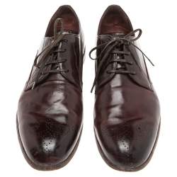 مملوكة مسبقًا Dolce & Gabbana Burgundy Leather Detail Derby Size 43