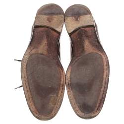 مملوكة مسبقًا Dolce & Gabbana Burgundy Leather Detail Derby Size 43