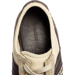 Pre Owned Dolce & Gabbana Beige/Brown Leather and Suede Low Top Sneakers Size 42