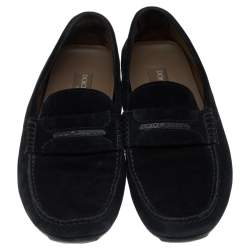 Pre Owned Dolce & Gabbana Black Suede Slip On Loafers Size 40