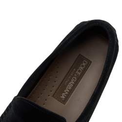 Pre Owned Dolce & Gabbana Black Suede Slip On Loafers Size 40