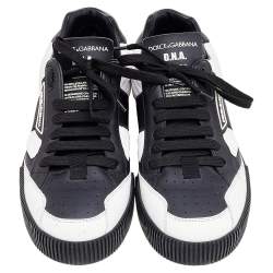 Pre Owned Dolce & Gabbana Black/White Leather And Nylon Miami Low Top Sneakers Size 42.5