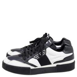 Pre Owned Dolce & Gabbana Black/White Leather And Nylon Miami Low Top Sneakers Size 42.5