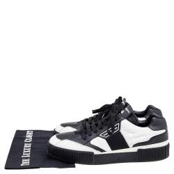 Pre Owned Dolce & Gabbana Black/White Leather And Nylon Miami Low Top Sneakers Size 42.5