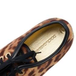 Pre Owned Dolce & Gabbana Brown Leopard Print Calf Hair Low Top Sneakers Size 41