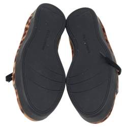 Pre Owned Dolce & Gabbana Brown Leopard Print Calf Hair Low Top Sneakers Size 41