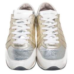 Dolce & Gabbana Gold/Silver Leather Low Top Sneakers Size 42
