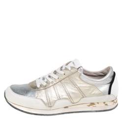 Dolce & Gabbana Gold/Silver Leather Low Top Sneakers Size 42