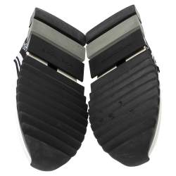 Pre Owned Dolce & Gabbana White/Black Stretch Fabric Logo Sorrento Slip On Sneakers Size 42