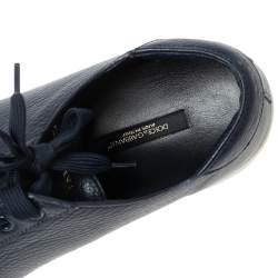 Pre Owned Dolce & Gabbana Navy Blue Leather Lace Up Sneakers Size 42