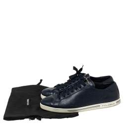 Pre Owned Dolce & Gabbana Navy Blue Leather Lace Up Sneakers Size 42