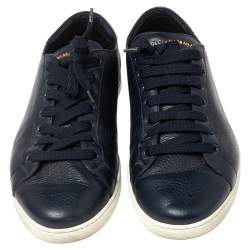 Pre Owned Dolce & Gabbana Navy Blue Leather Lace Up Sneakers Size 42