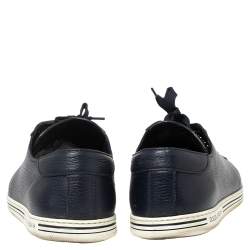 Pre Owned Dolce & Gabbana Navy Blue Leather Lace Up Sneakers Size 42