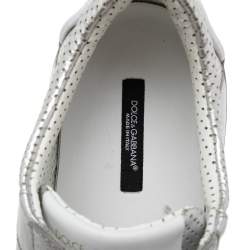 Pre Owned Dolce & Gabbana Silver Leather Low Top Sneakers Size 43.5