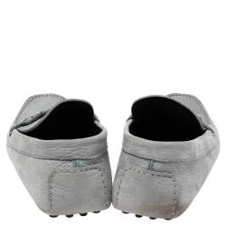 Pre Owned Dolce & Gabbana Grey Leather DG Logo Loafers Size 44